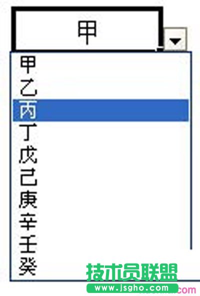 有效性建立之单元格下拉菜