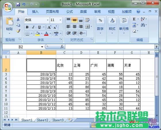 excel表格中如何画斜线 三联
