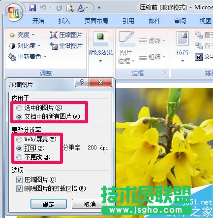 word图片压缩的方法