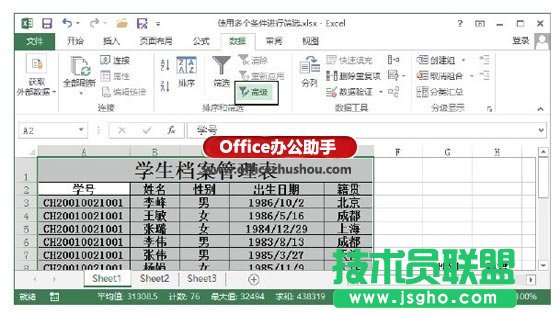Excel中使用多个条件进行筛选的方法