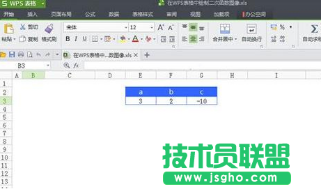 wps表格怎么画二次函数曲线图 三联