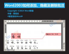 在Word2003中如何添加、隐藏及删除批注