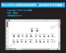 Word2003如何自动保存文档？