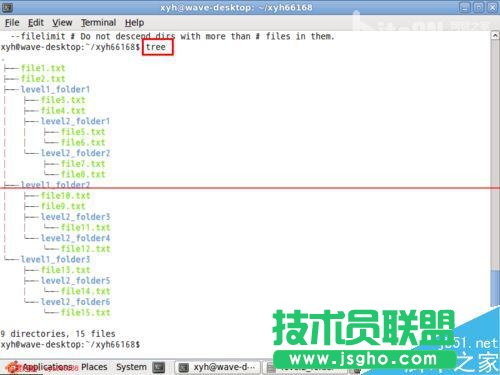 linux下怎么用tree命令以树形结构显示文件目录结构？