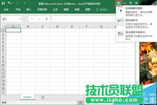 excel2016工具栏怎么显示/隐藏?
