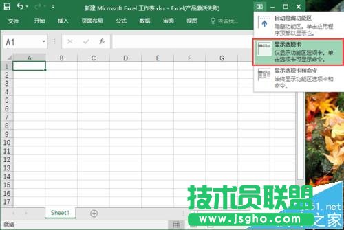 excel2016工具栏怎么显示/隐藏?