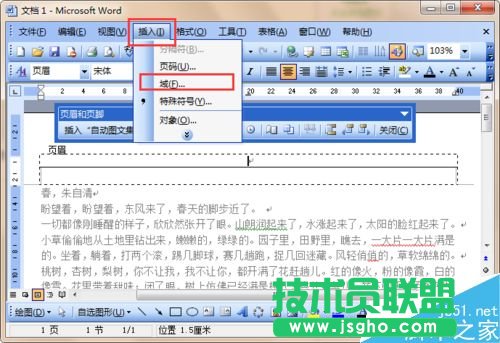 word中自动插入页眉内容的方法