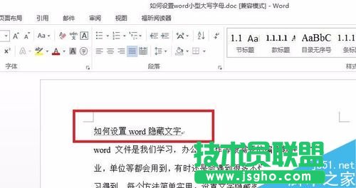 如何设置word隐藏文字