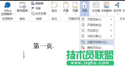 word2013如何在指定的页面插入页码