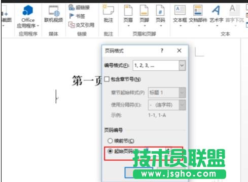 word2013如何在指定的页面插入页码