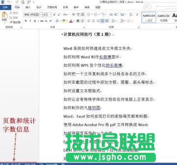 word2013查看字数统计的方法