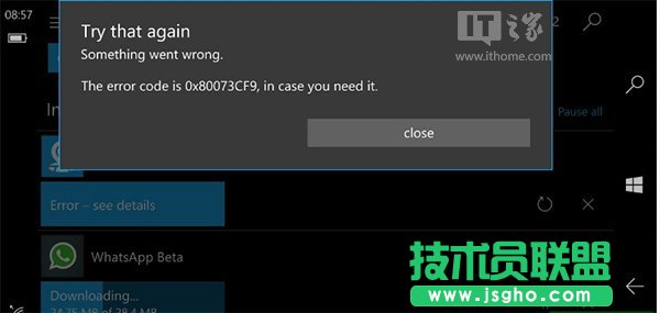 Win10 Mobile预览版14905：应用更新遭遇0x80073cf9错误的解决方法 三联