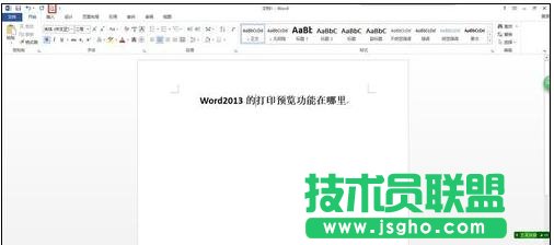 word2013打印预览在哪