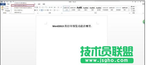 word2013打印预览在哪