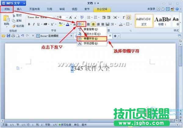 WPS文字带圈文字输入方法