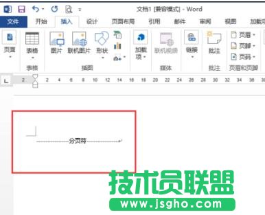 怎样在Word2013插入分页符