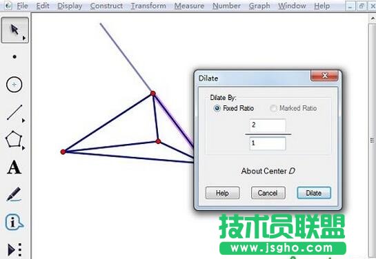 缩放顶点和位似中心连线