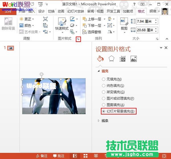 PowerPoint2013中设置文本背景填充效果