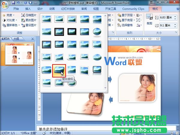 在PowerPoint2007中快速应用图片样式