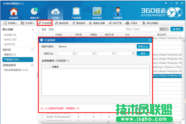 360旺店怎么查找行业热词 三联