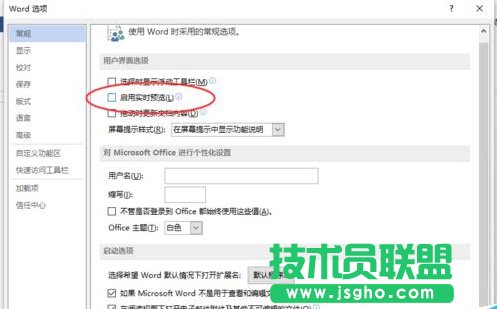 Word2013中取消“启用实时预览”功能