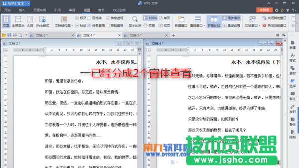 WPS文字如何设置同时并排查看文档内容