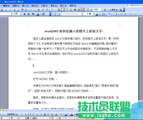 Word2003怎样为自选图形添加阴影