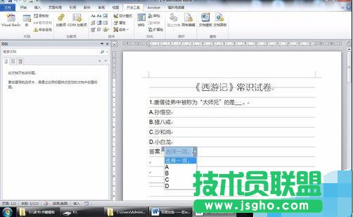 在word文档中设置选择题和判断题