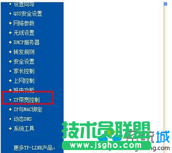 点击左侧的“IP带宽控制”