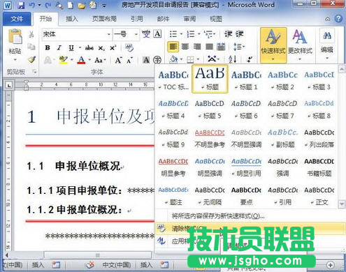 word2010清除格式或样式