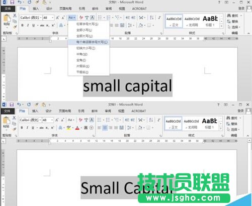 word设小型大写字母small capitals