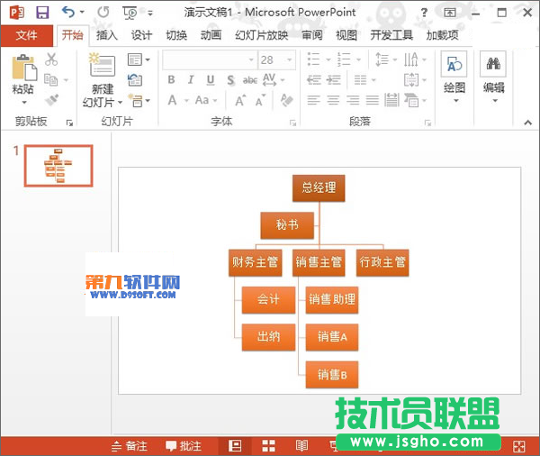 PowerPoint2013如何绘制层次结构图