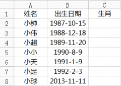 WPS表格根据出生年月快速计算生肖