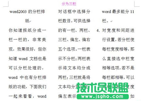 word2003的分栏排版