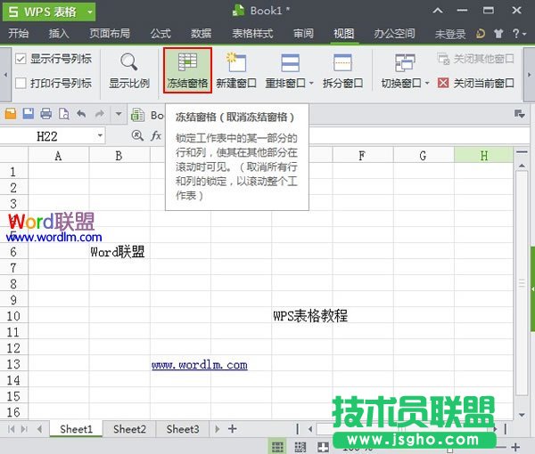WPS表格2013冻结窗格功能怎么用？ 三联