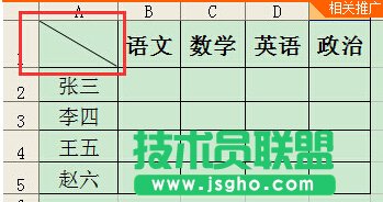 excel表头斜线设置