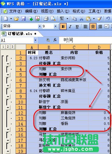 WPS表格数据分类汇总设置