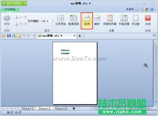 wps表格打印预览及设置