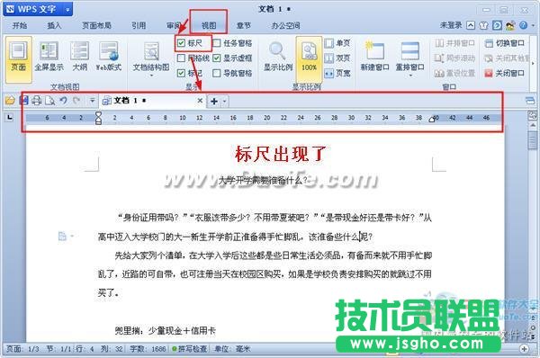 wps文字中标尺的设置