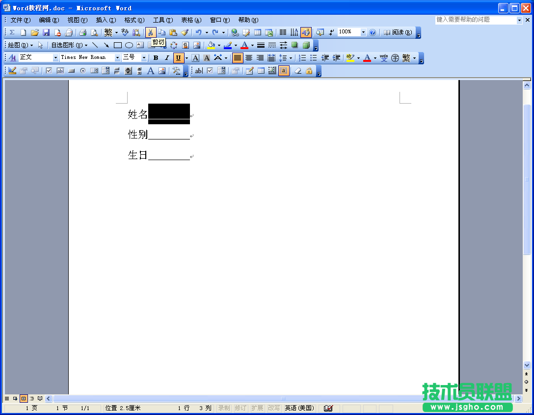 巧用窗体域 让Word文档受保护不被删除 - 选择“文字型窗体域”