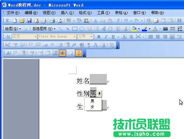 巧用窗体域 让Word文档受保护不被删除 - 点击“保护窗体”按钮