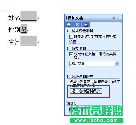 巧用窗体域 让Word文档受保护不被删除 - 保护文档