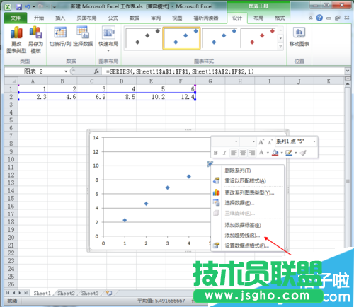 Excel表格回归直线怎么制作