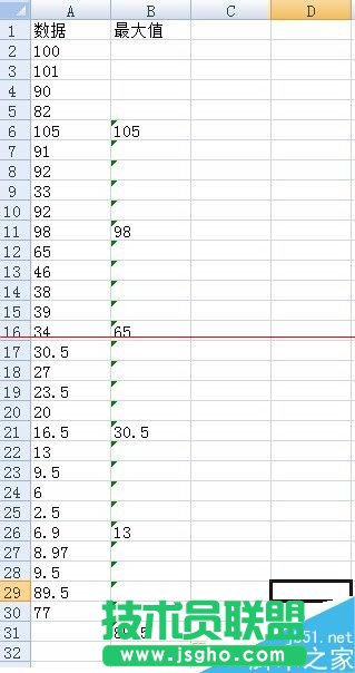 EXCEL怎么设置隔5个数就取最大值？