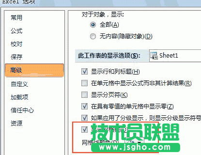 Excel高级选项