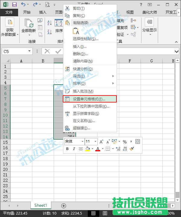 设置单元格格式