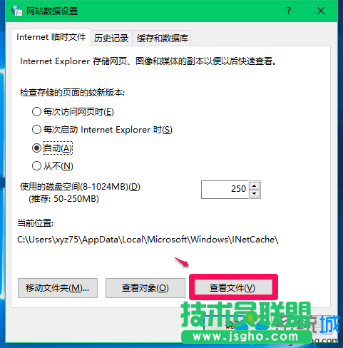 IE临时文件夹存放位置查找步骤3