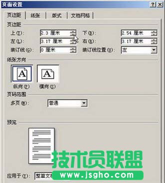 “页面设置”对话框