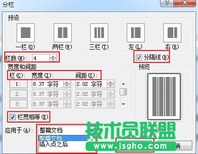 设置分栏