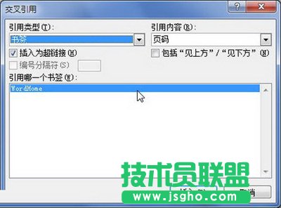 “交叉引用”对话框